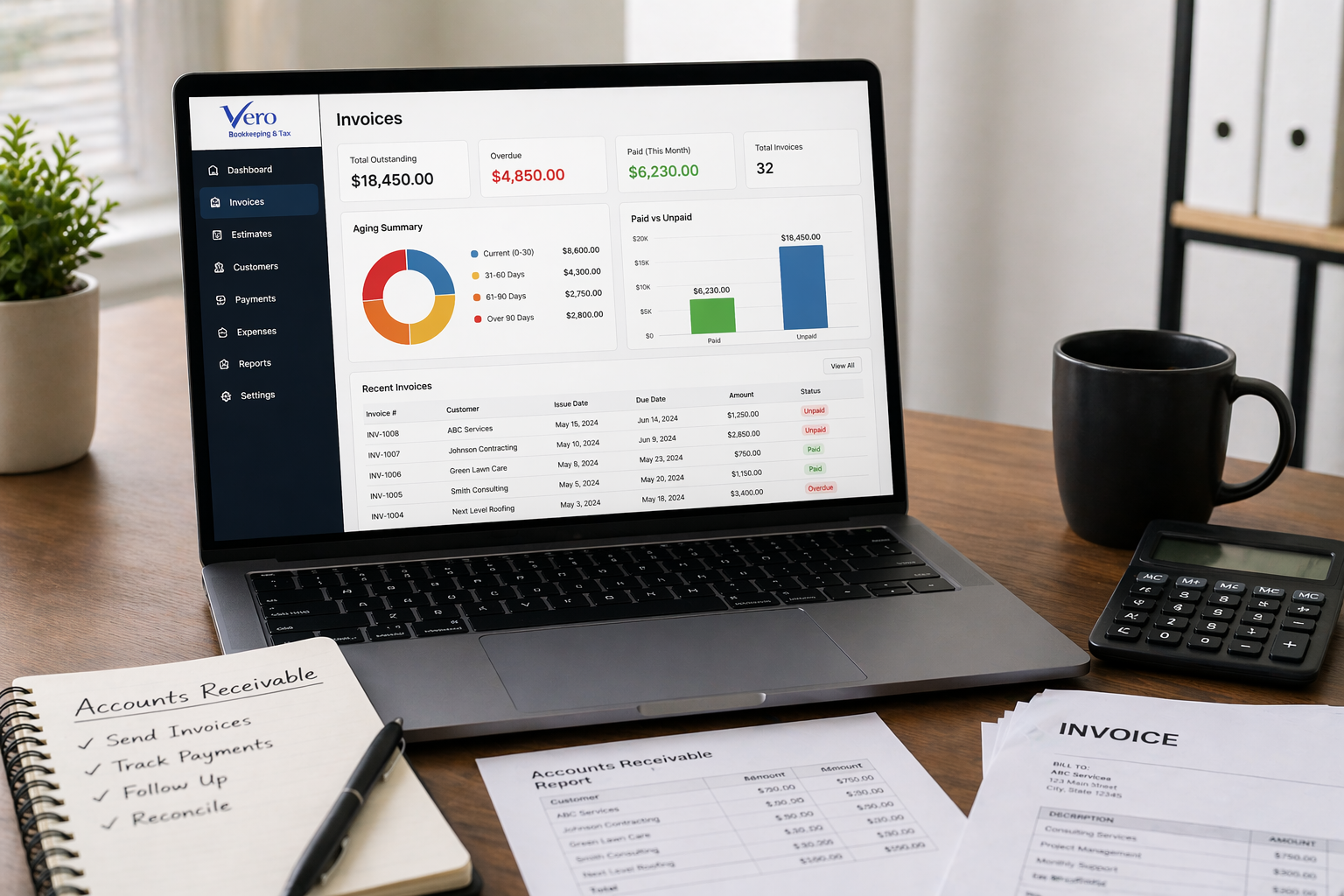accounts receivable vero bookkeeping & tax google business page profile