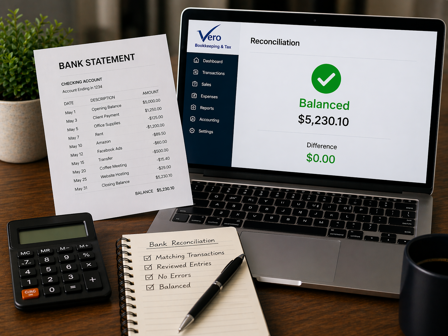monthly reconciliation​ vero bookkeeping & tax